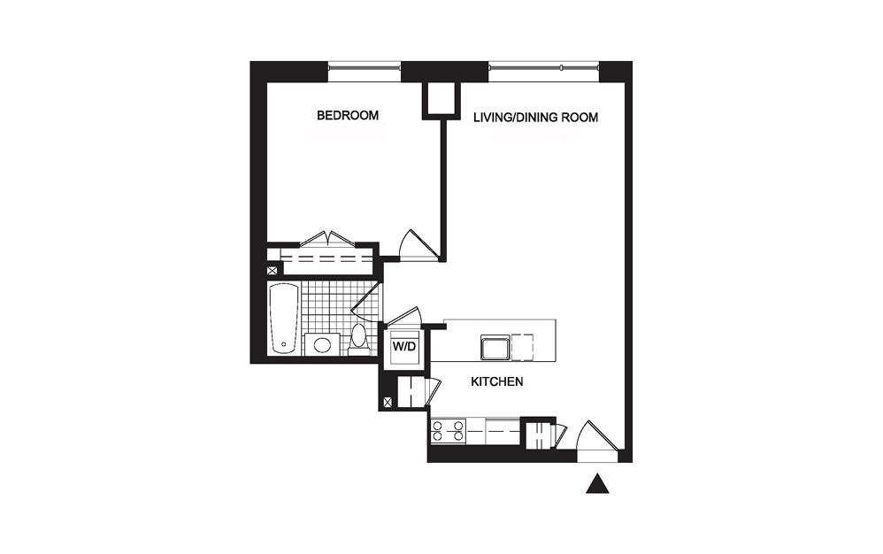 A3 1 Bedroom 1 Bath Floorplan