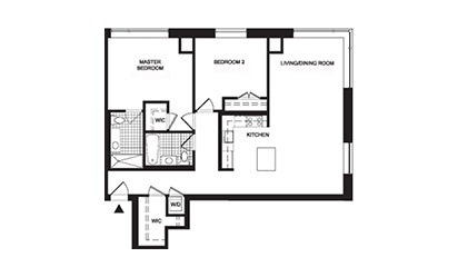 B5 2 Bedroom 2 Bath Floorplan