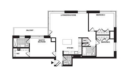C2 3 Bedroom 2.5 Bath Floorplan