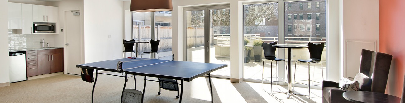 Clubhouse has a ping pong table and a kitchenette